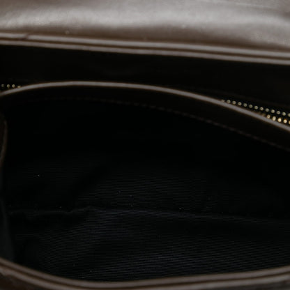 Second hand Saint Laurent Loulou Toy Leather Chevron Quilted Envelope Shoulder Bag Brown - Tabita Bags