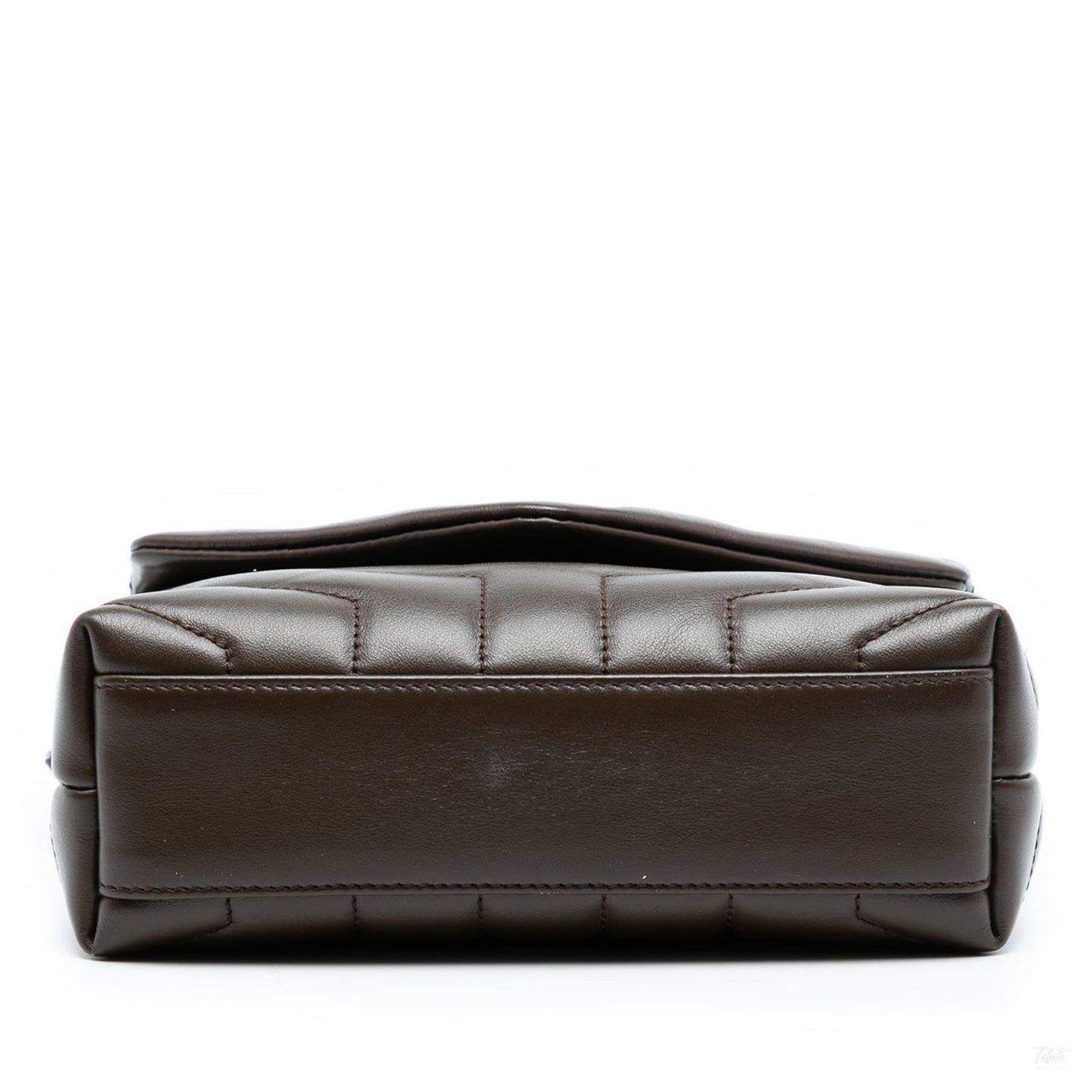 Second hand Saint Laurent Loulou Toy Leather Chevron Quilted Envelope Shoulder Bag Brown - Tabita Bags