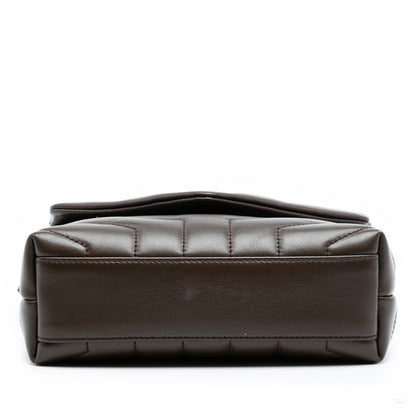 Second hand Saint Laurent Loulou Toy Leather Chevron Quilted Envelope Shoulder Bag Brown - Tabita Bags