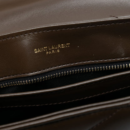 Second hand Saint Laurent Loulou Toy Leather Chevron Quilted Envelope Shoulder Bag Brown - Tabita Bags