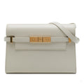 Second hand Saint Laurent Manhattan Small Calfksin Leather Flap Shoulder Bag White - Tabita Bags