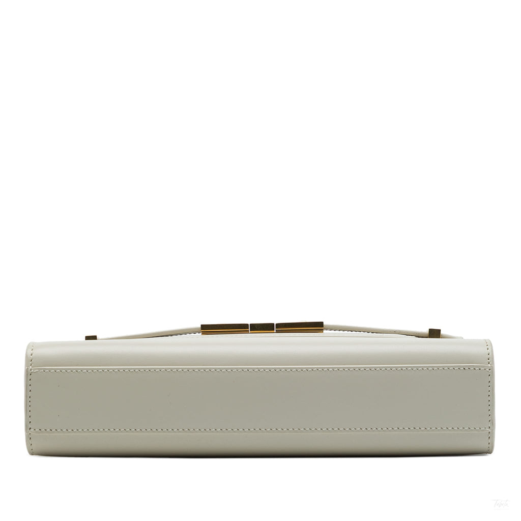 Second hand Saint Laurent Manhattan Small Calfksin Leather Flap Shoulder Bag White - Tabita Bags
