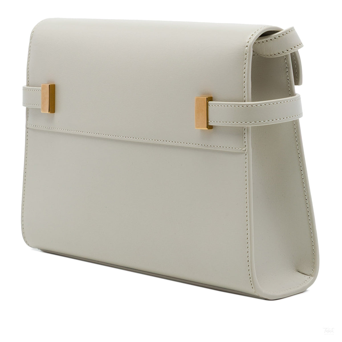 Second hand Saint Laurent Manhattan Small Calfksin Leather Flap Shoulder Bag White - Tabita Bags