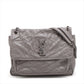 Second hand Saint Laurent Niki Medium Chevron Quilted Vintage calf Leather 2 - Ways Flap Bag Grey - Tabita Bags