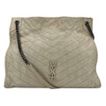 Second hand Saint Laurent Niki Shopping Medium Chevron Quilted Vintage calf Leather 2 - Ways Tote Bag Blanc Vintage - Tabita Bags
