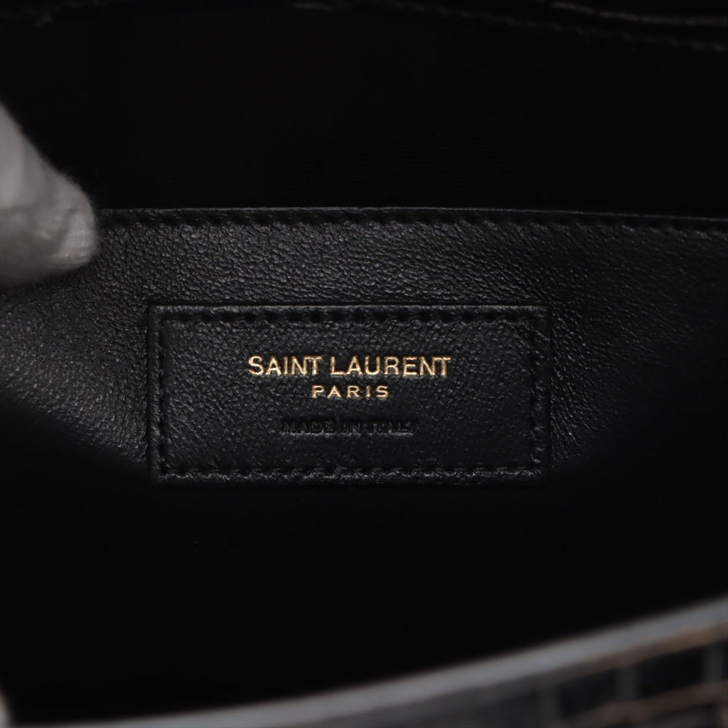Second hand Saint Laurent Paris Manhattan Leather Crocodile - Embossed Flap Clutch Black - Tabita Bags