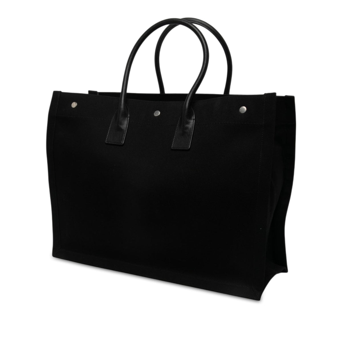 Second hand Saint Laurent Rive Gauche Large Canvas Tote Handbag Black - Tabita Bags
