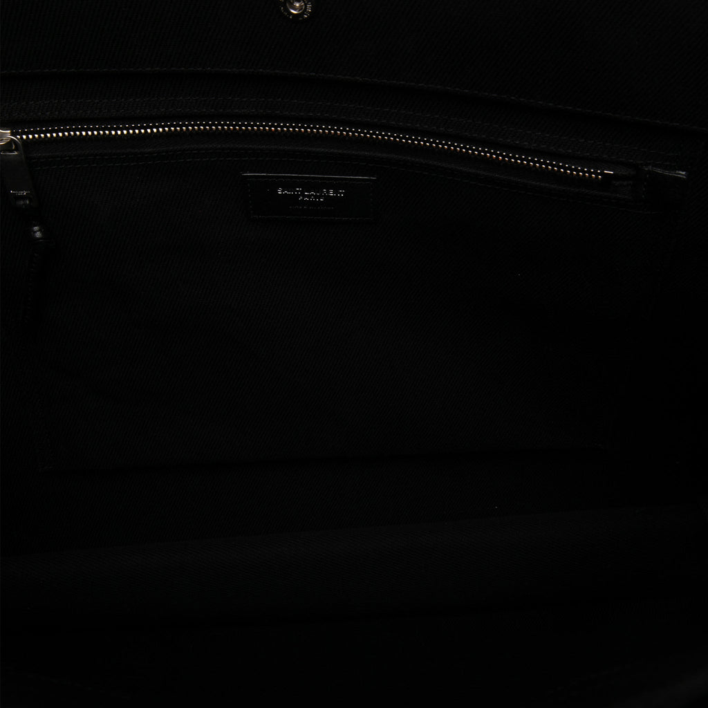 Second hand Saint Laurent Rive Gauche Large Canvas Tote Handbag Black - Tabita Bags