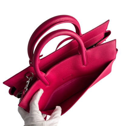 Second hand Saint Laurent Rive Gauche Small Grained Calfskin Leather 2 - Ways Tote Crossbody Bubblegum - Tabita Bags
