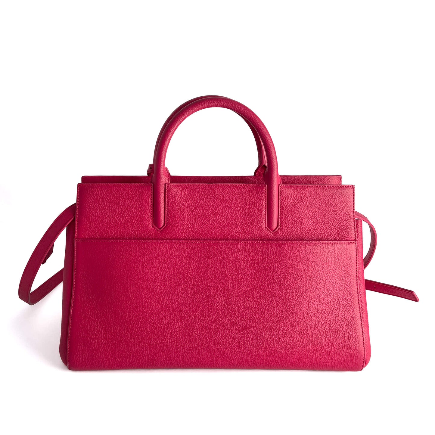 Second hand Saint Laurent Rive Gauche Small Grained Calfskin Leather 2 - Ways Tote Crossbody Bubblegum - Tabita Bags