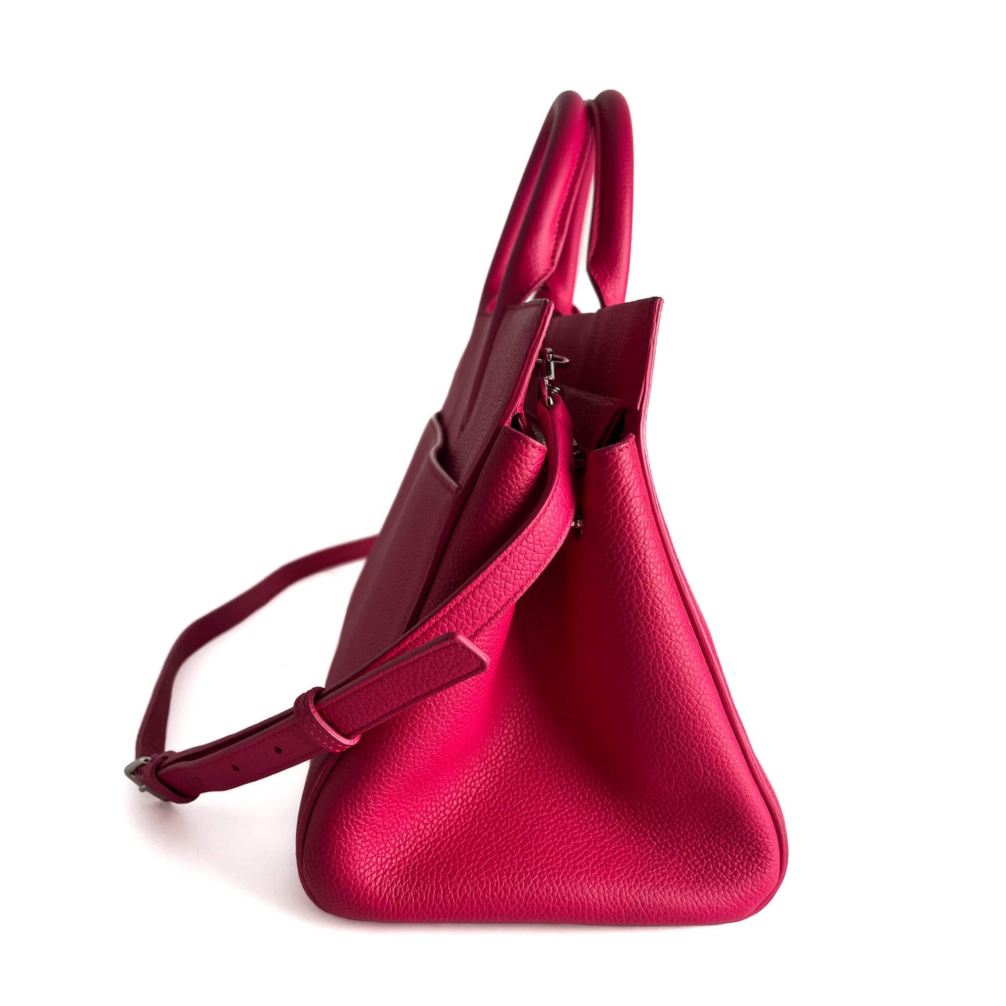 Second hand Saint Laurent Rive Gauche Small Grained Calfskin Leather 2 - Ways Tote Crossbody Bubblegum - Tabita Bags