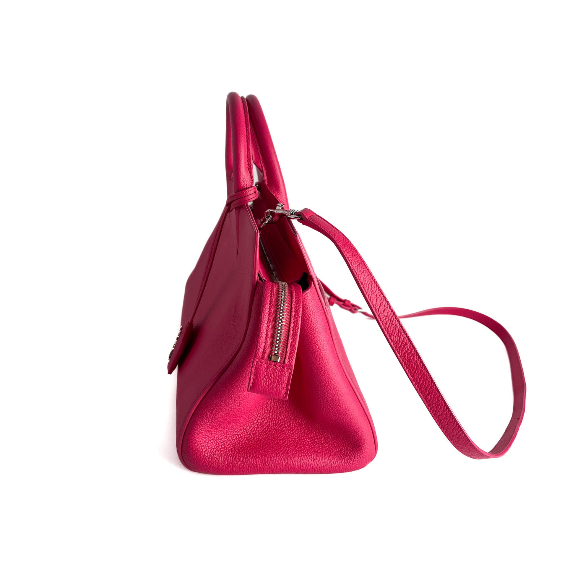 Second hand Saint Laurent Rive Gauche Small Grained Calfskin Leather 2 - Ways Tote Crossbody Bubblegum - Tabita Bags