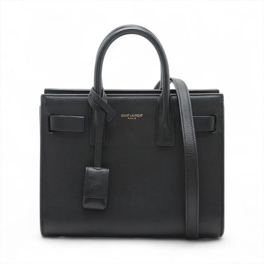 Second hand Saint Laurent Sac De Jour Baby Calfksin Leather Tote Handbag Black - Tabita Bags