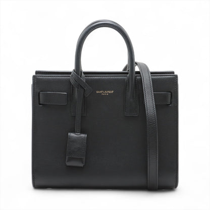 Second hand Saint Laurent Sac De Jour Baby Calfksin Leather Tote Handbag Black - Tabita Bags