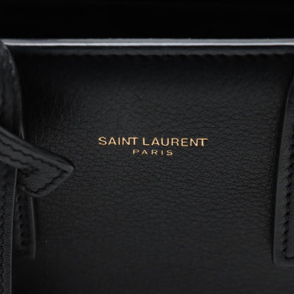 Second hand Saint Laurent Sac De Jour Baby Calfksin Leather Tote Handbag Black - Tabita Bags
