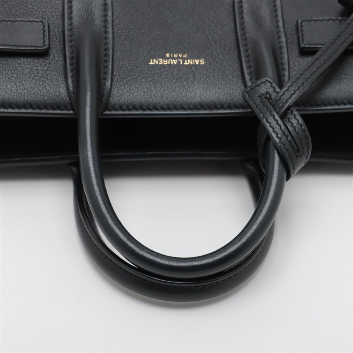 Second hand Saint Laurent Sac De Jour Baby Calfksin Leather Tote Handbag Black - Tabita Bags