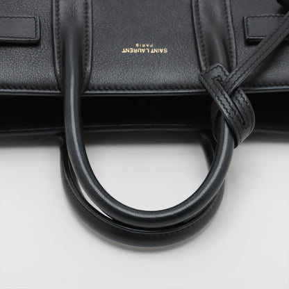 Second hand Saint Laurent Sac De Jour Baby Calfksin Leather Tote Handbag Black - Tabita Bags