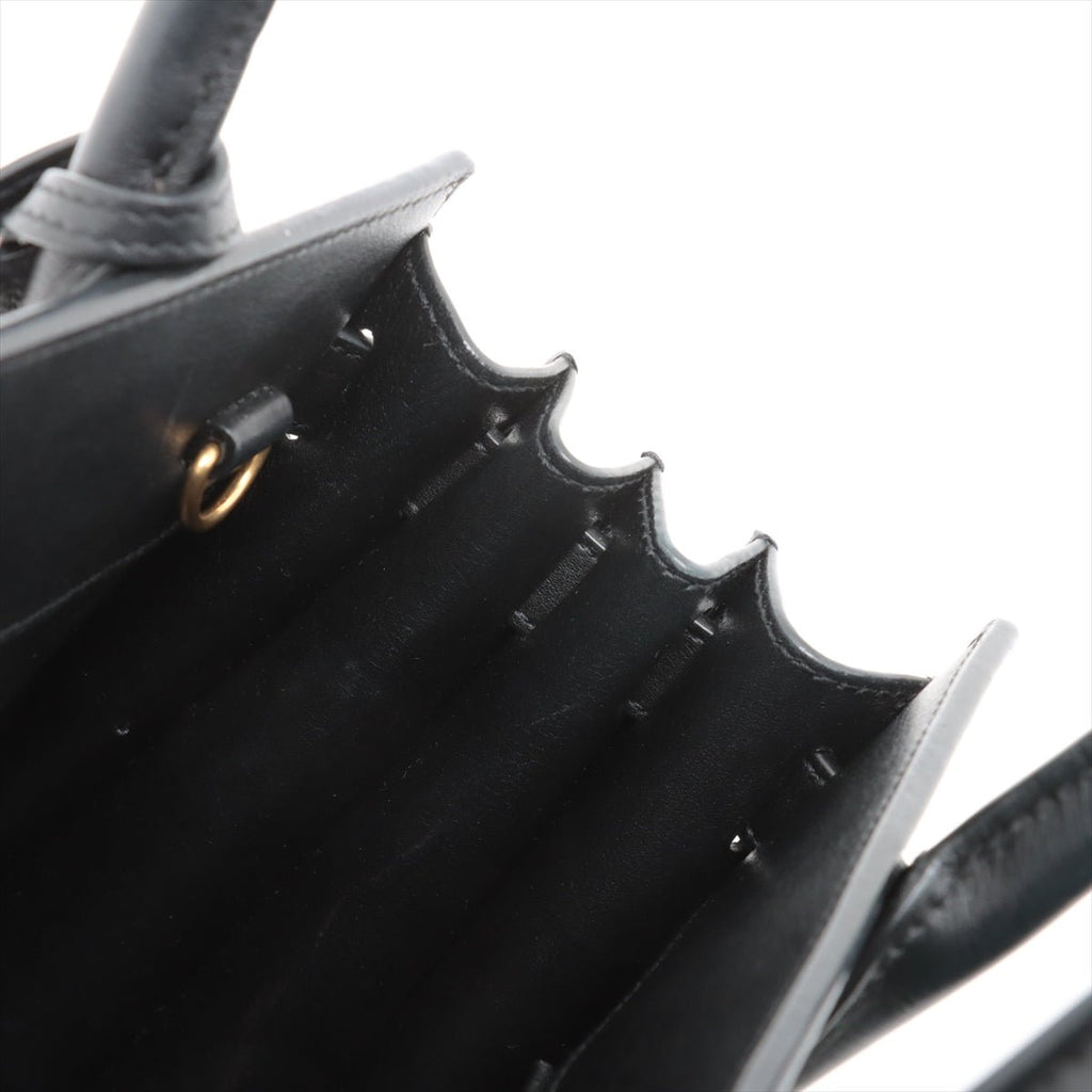 Second hand Saint Laurent Sac De Jour Baby Calfksin Leather Tote Handbag Black - Tabita Bags