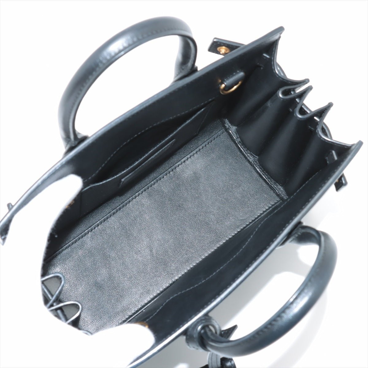 Second hand Saint Laurent Sac De Jour Baby Calfksin Leather Tote Handbag Black - Tabita Bags