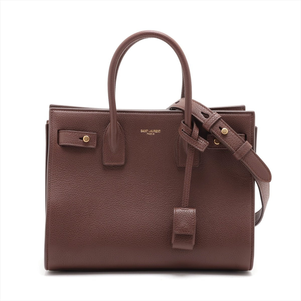 Second hand Saint Laurent Sac De Jour Baby Grained Leather 2 - Ways Tote Handbag Brown - Tabita Bags