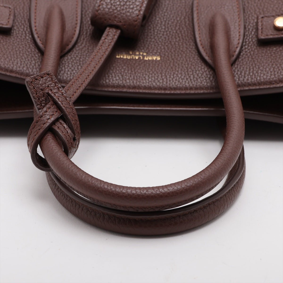 Second hand Saint Laurent Sac De Jour Baby Grained Leather 2 - Ways Tote Handbag Brown - Tabita Bags