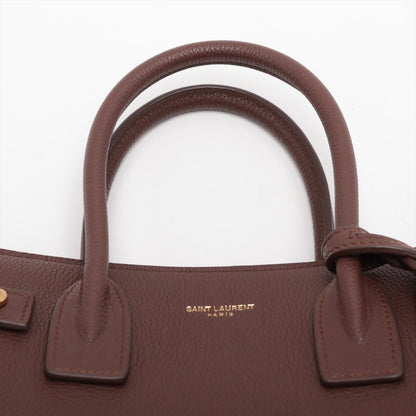 Second hand Saint Laurent Sac De Jour Baby Grained Leather 2 - Ways Tote Handbag Brown - Tabita Bags