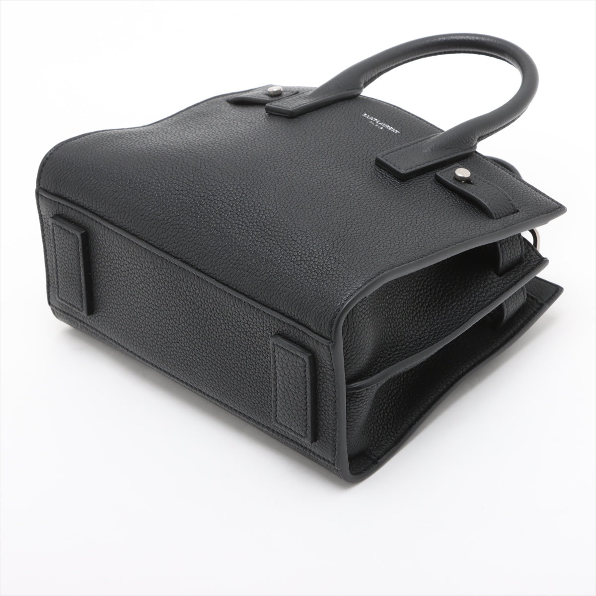 Second hand Saint Laurent Sac De Jour Nano Grained Leather 2-Ways Tote Bag Black - Tabita Bags