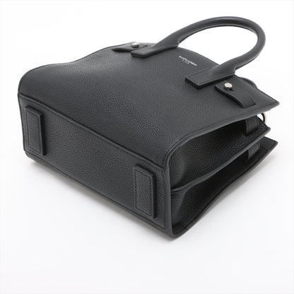 Second hand Saint Laurent Sac De Jour Nano Grained Leather 2-Ways Tote Bag Black - Tabita Bags