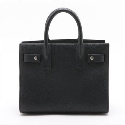 Second hand Saint Laurent Sac De Jour Nano Grained Leather 2-Ways Tote Bag Black - Tabita Bags