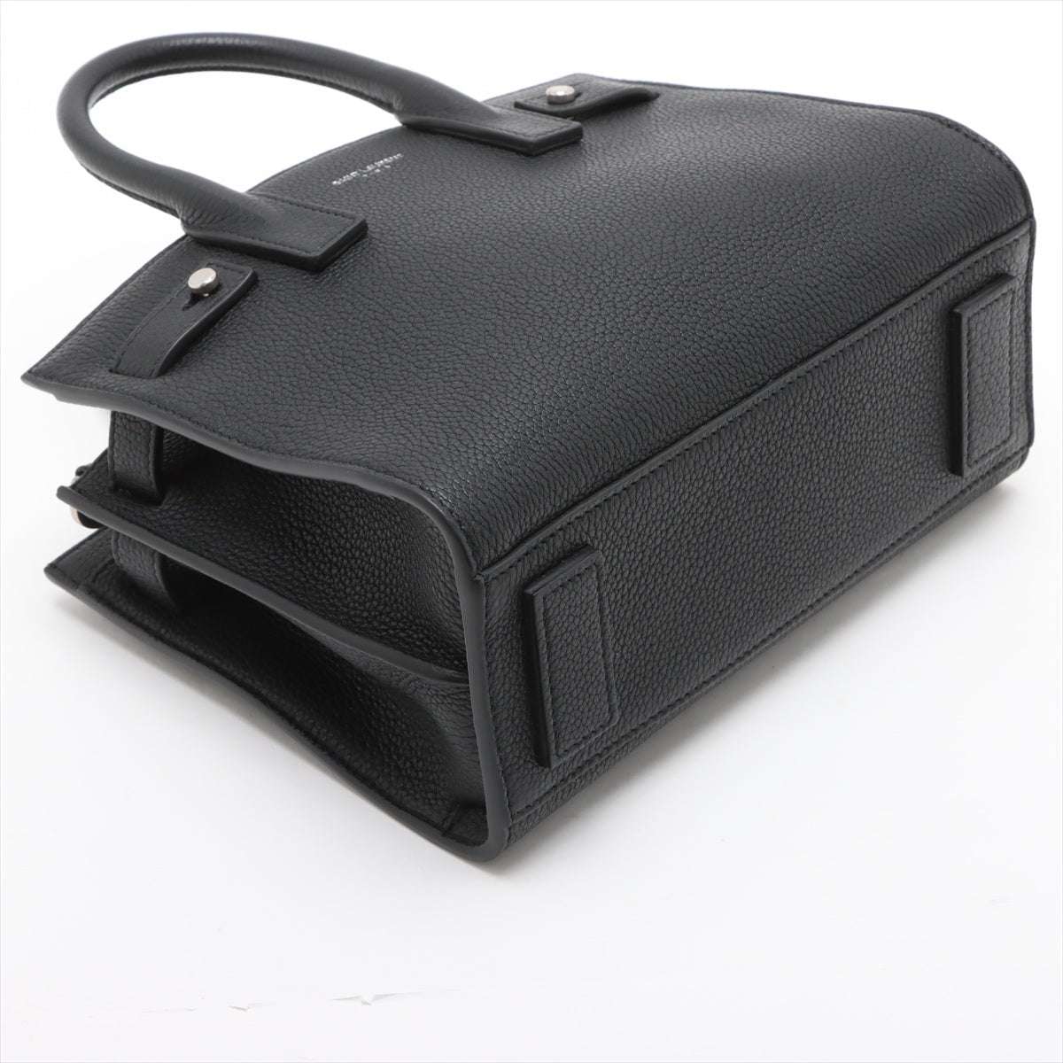 Second hand Saint Laurent Sac De Jour Nano Grained Leather 2-Ways Tote Bag Black - Tabita Bags