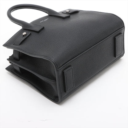Second hand Saint Laurent Sac De Jour Nano Grained Leather 2-Ways Tote Bag Black - Tabita Bags