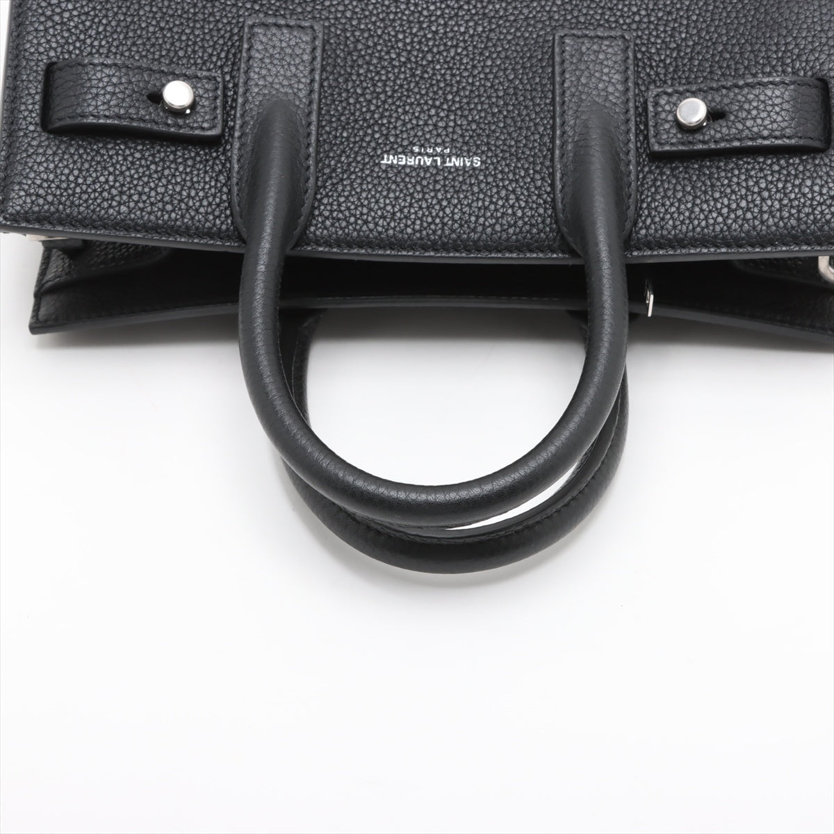 Second hand Saint Laurent Sac De Jour Nano Grained Leather 2-Ways Tote Bag Black - Tabita Bags
