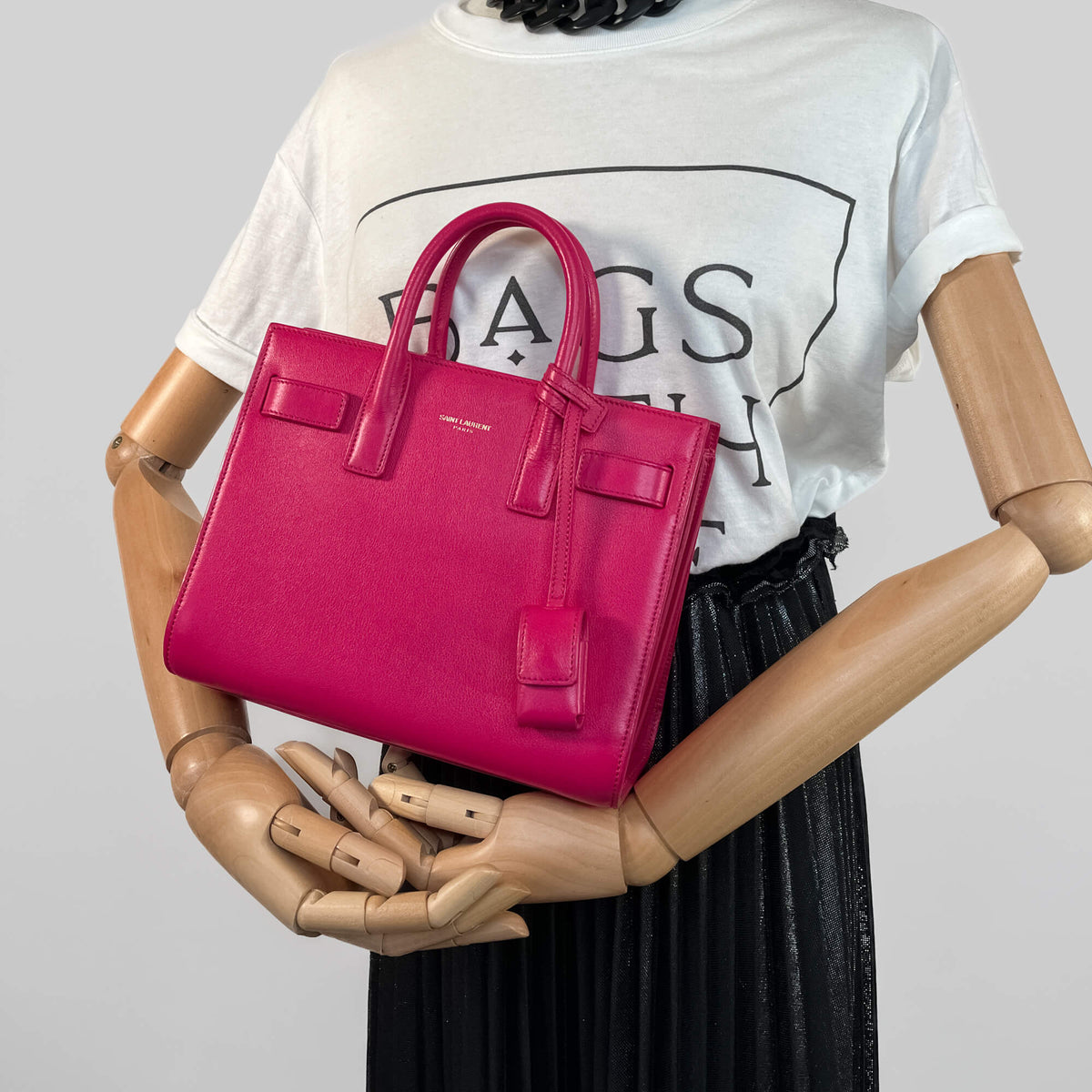 Second hand Saint Laurent Sac De Jour Nano MF 2 - Ways Tote Bag Pink - Tabita Bags