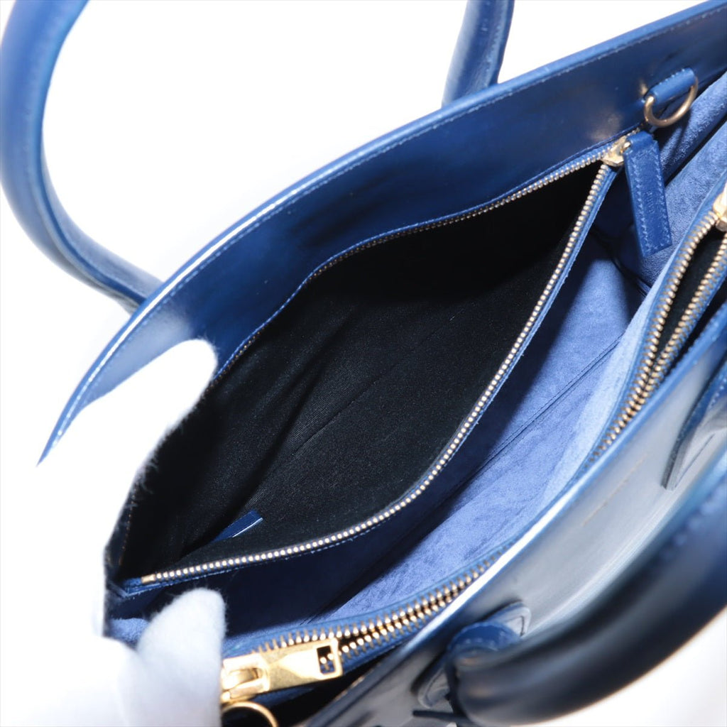 Second hand Saint Laurent Sac De Jour Small Leather Tote Handbag Blue - Tabita Bags