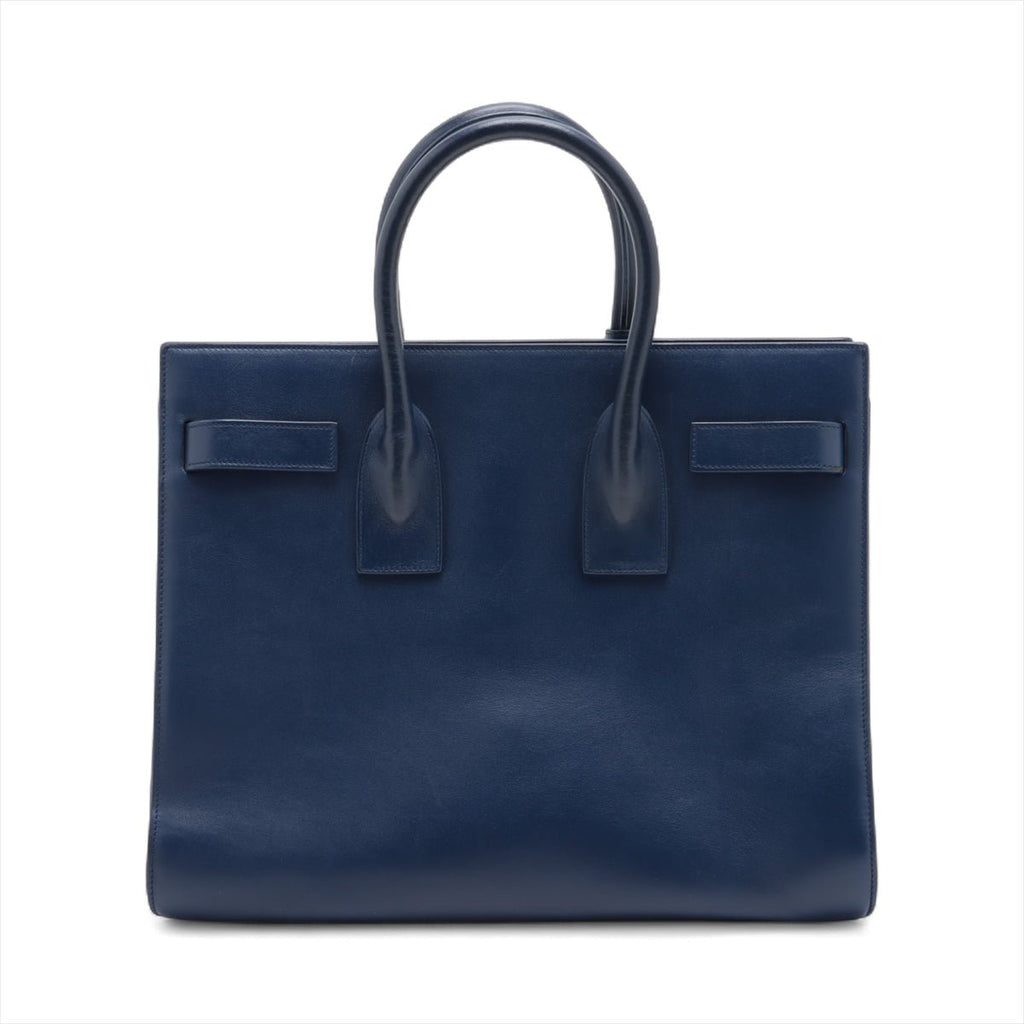 Second hand Saint Laurent Sac De Jour Small Leather Tote Handbag Blue - Tabita Bags