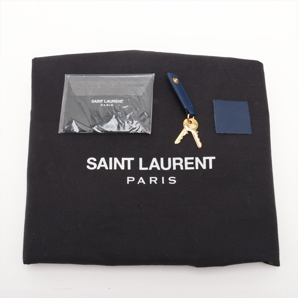 Second hand Saint Laurent Sac De Jour Small Leather Tote Handbag Blue - Tabita Bags