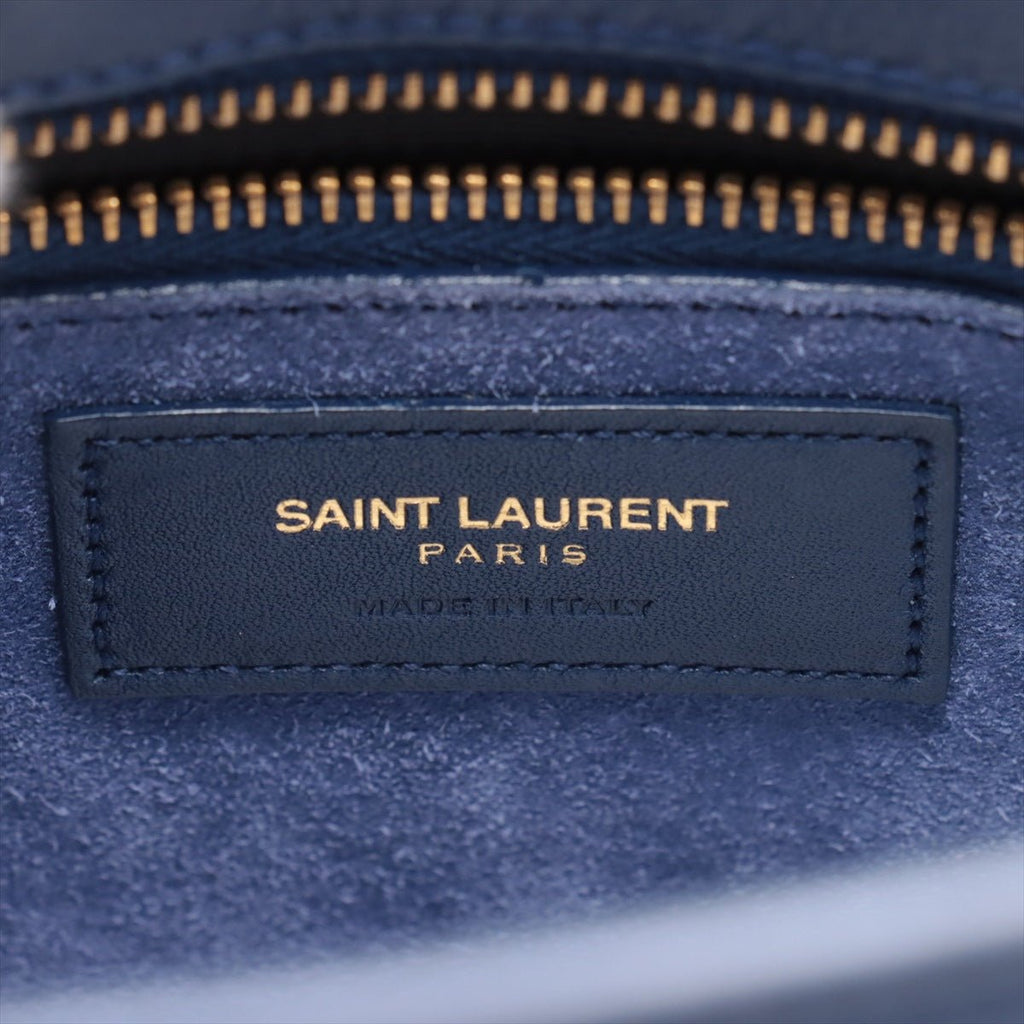Second hand Saint Laurent Sac De Jour Small Leather Tote Handbag Blue - Tabita Bags