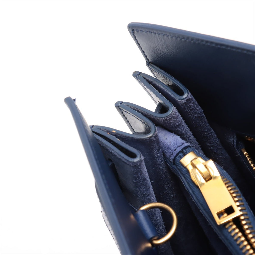 Second hand Saint Laurent Sac De Jour Small Leather Tote Handbag Blue - Tabita Bags