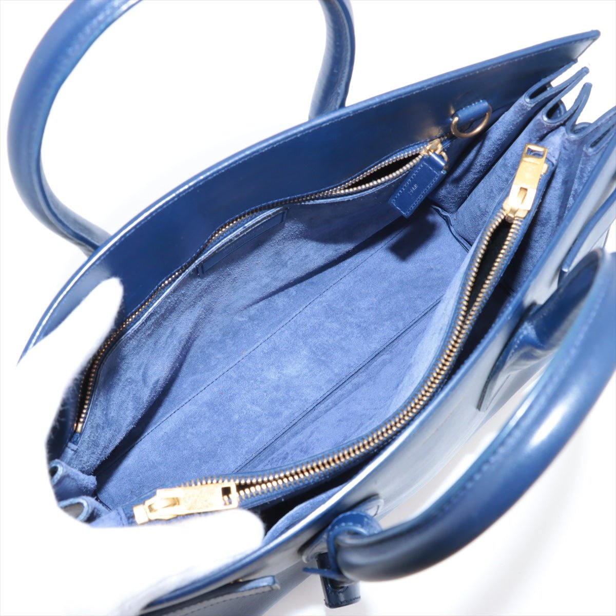 Second hand Saint Laurent Sac De Jour Small Leather Tote Handbag Blue - Tabita Bags