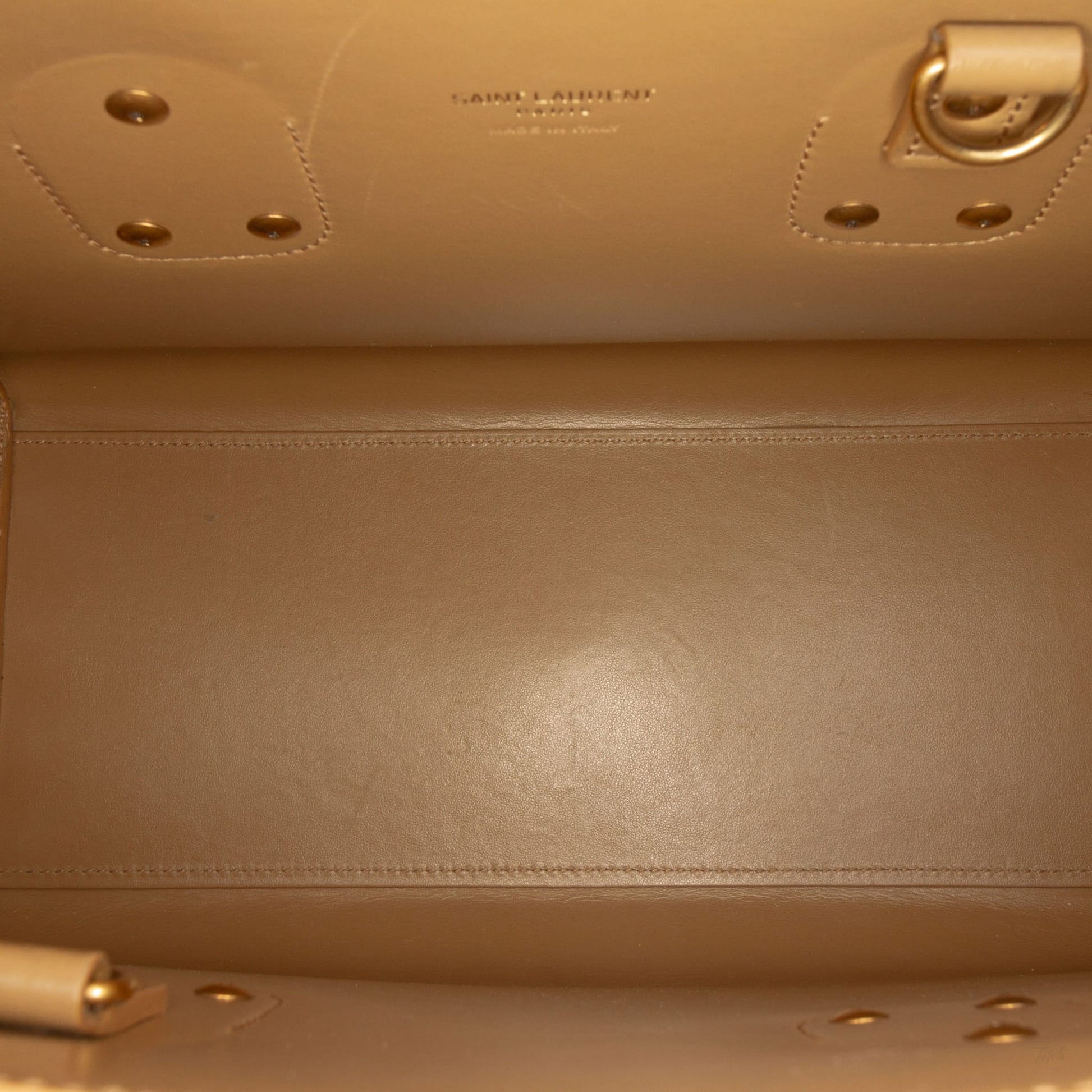 Second hand Saint Laurent Sac De Jour Small Leather Tote Handbag Brown - Tabita Bags