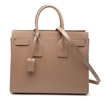 Second hand Saint Laurent Sac De Jour Small Leather Tote Handbag Brown - Tabita Bags
