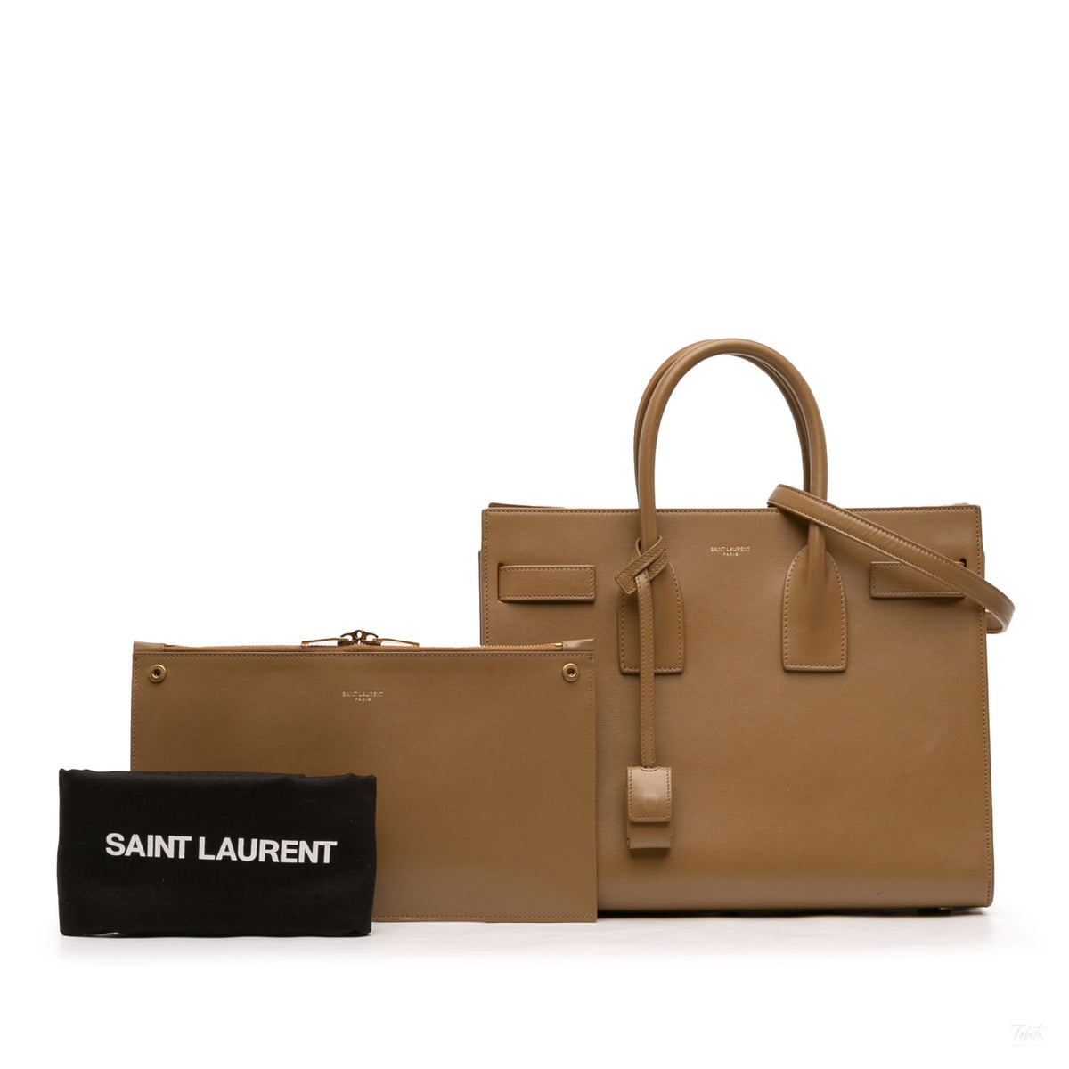 Second hand Saint Laurent Sac De Jour Small Leather Tote Handbag Brown - Tabita Bags