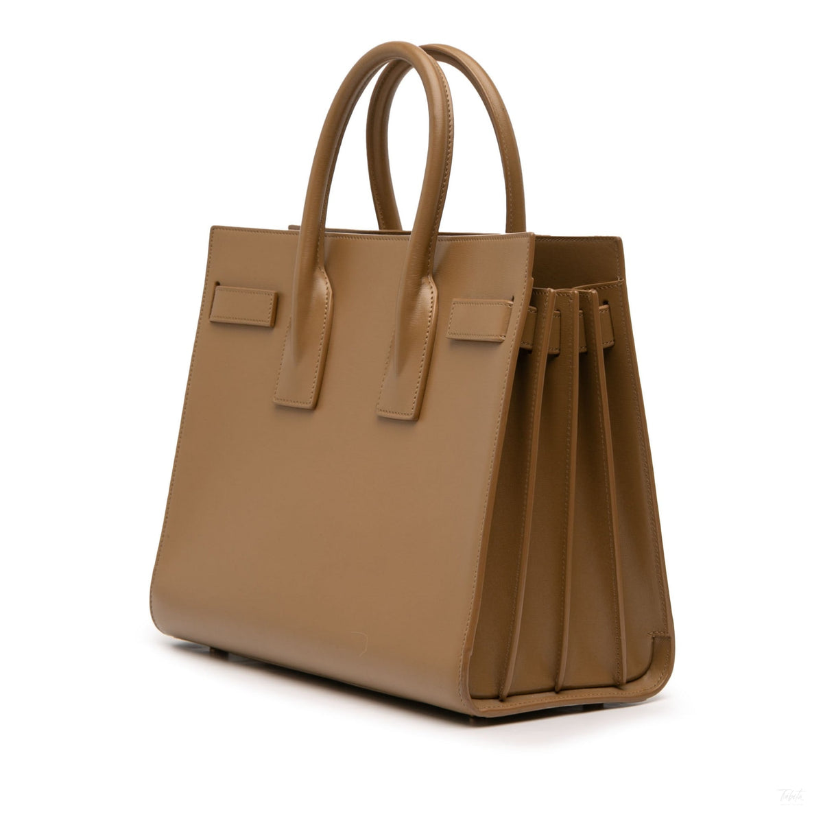 Second hand Saint Laurent Sac De Jour Small Leather Tote Handbag Brown - Tabita Bags