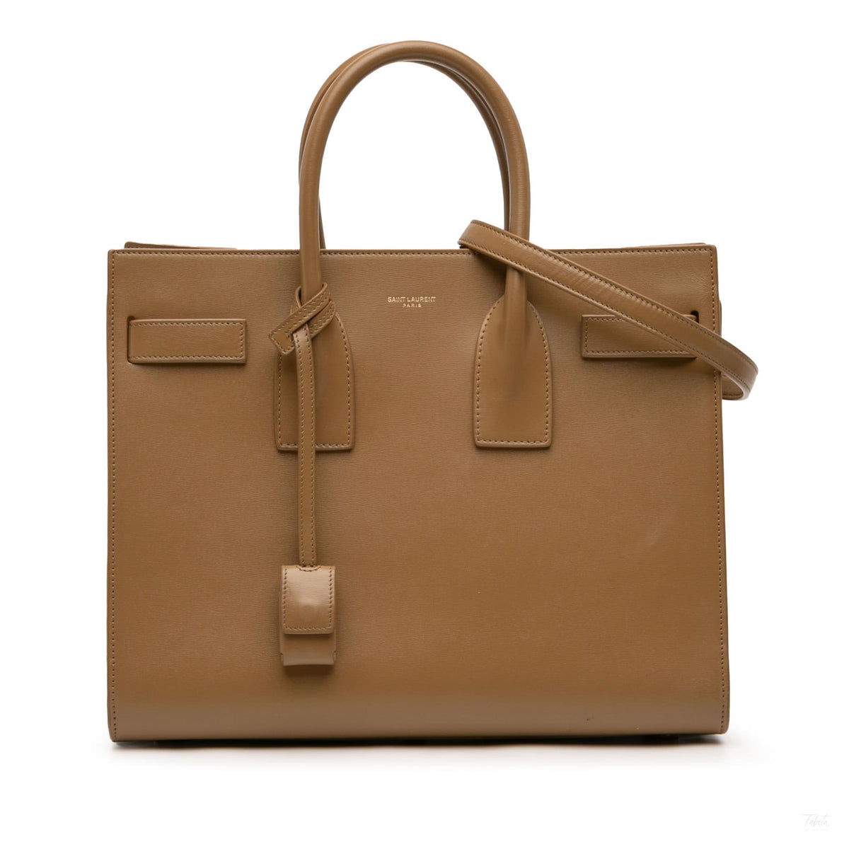 Second hand Saint Laurent Sac De Jour Small Leather Tote Handbag Brown - Tabita Bags