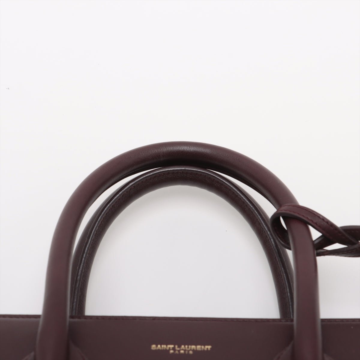Second hand Saint Laurent Sac De Jour Small Leather Tote Handbag Burgundy - Tabita Bags