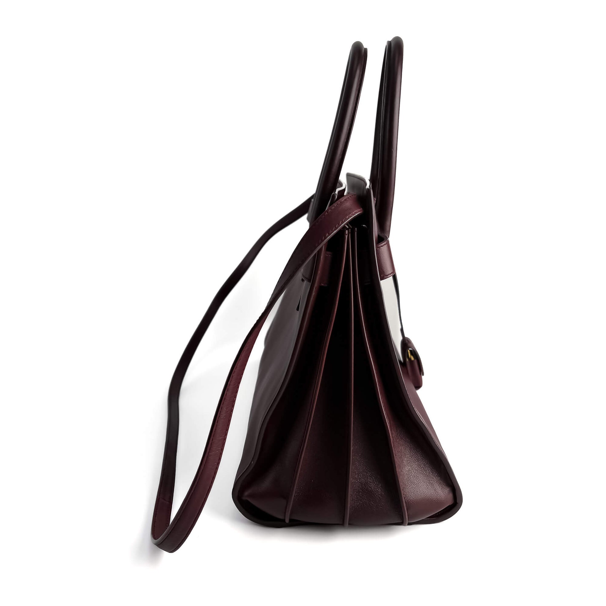 Second hand Saint Laurent Sac De Jour Small Leather Tote Handbag Burgundy - Tabita Bags