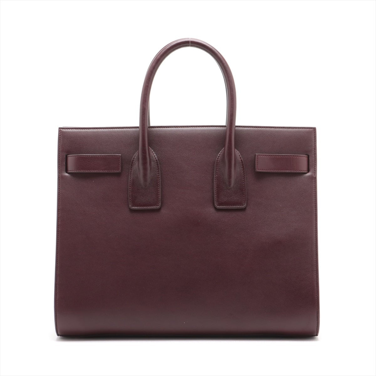 Second hand Saint Laurent Sac De Jour Small Leather Tote Handbag Burgundy - Tabita Bags