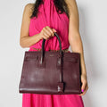 Second hand Saint Laurent Sac De Jour Small Leather Tote Handbag Burgundy - Tabita Bags