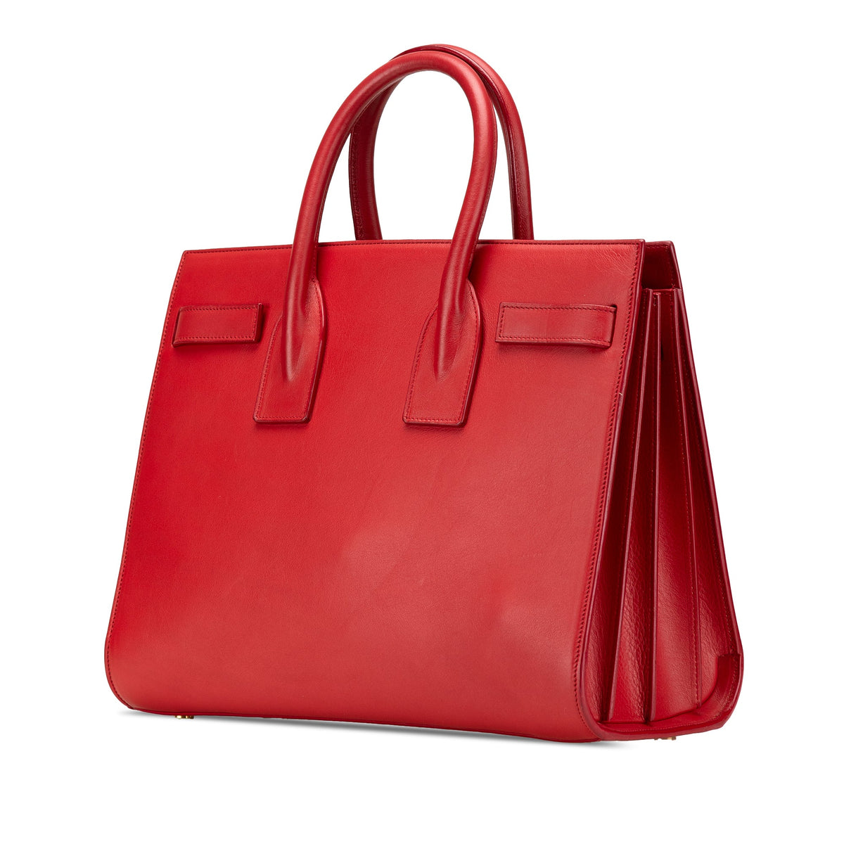 Second hand Saint Laurent Sac De Jour Small Leather Tote Handbag Red - Tabita Bags