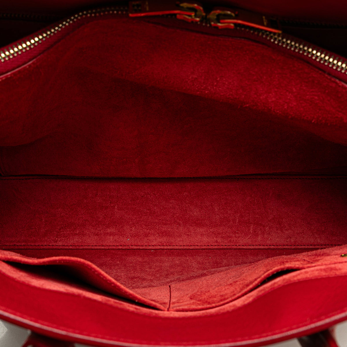 Second hand Saint Laurent Sac De Jour Small Leather Tote Handbag Red - Tabita Bags